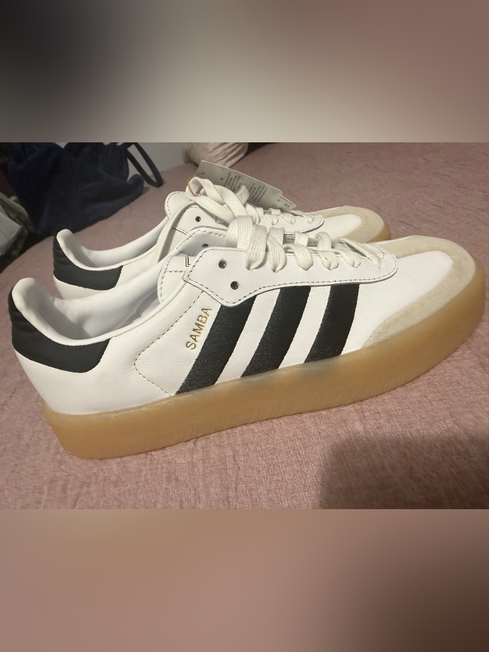 adidas Samba Platform Sneakers in White, Black & Gumsole